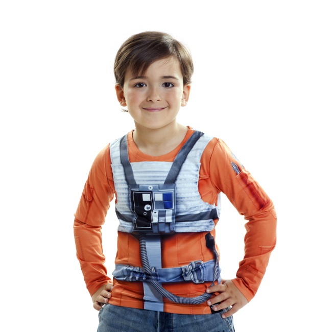 Vista principal del camiseta disfraz de Luke Skywalker infantil en tallas 2 a 10 años