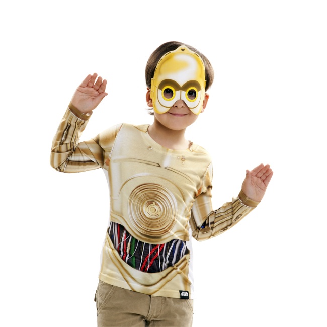 Vista principal del camiseta disfraz de C3PO infantil en tallas 2 a 10 años