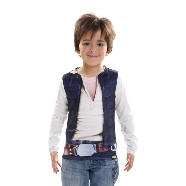 Vista delantera del camiseta disfraz de Han Solo infantil en tallas 2 a 10 años