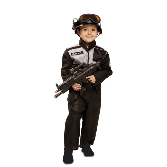 Vista principal del disfraz de SWAT infantil en tallas 5 a 12 años