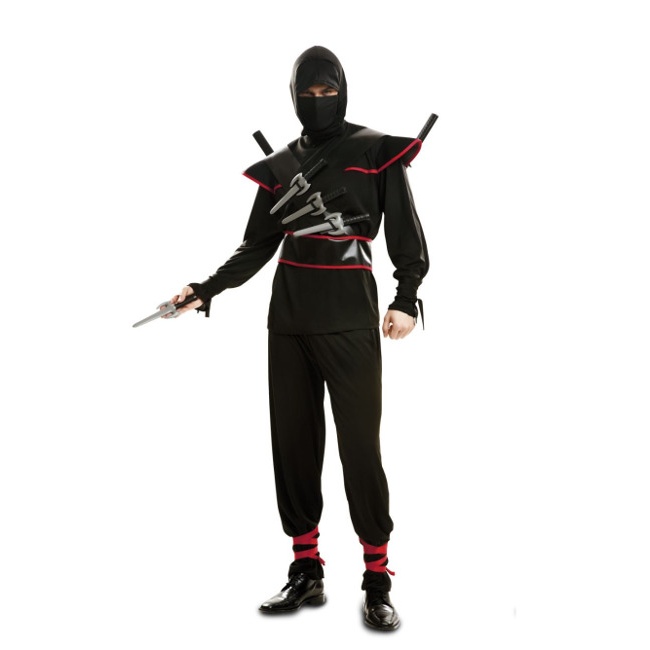 Vista frontal del disfraz de ninja en stock