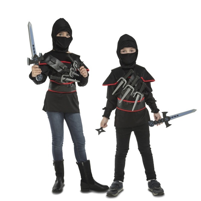 Vista delantera del disfraz de ninja infantil en tallas 3 a 7 años