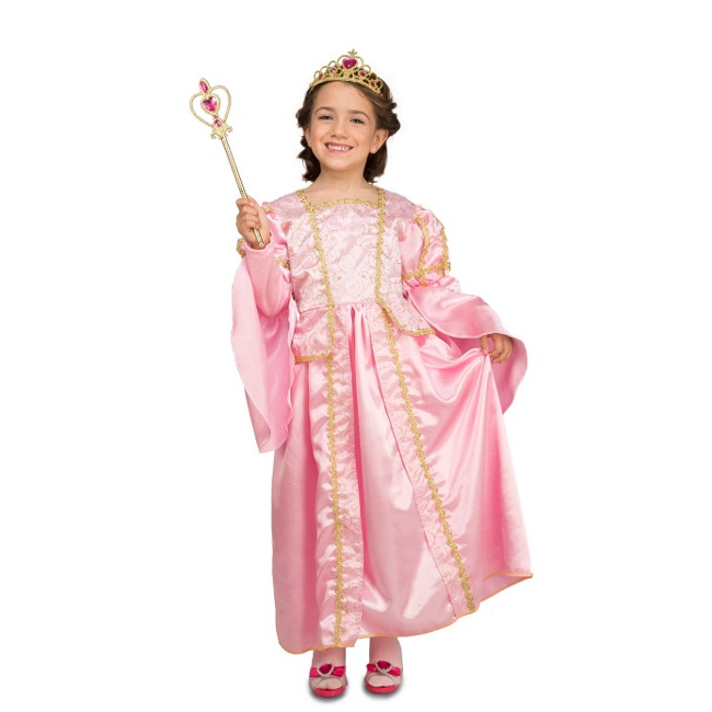 Vista delantera del disfraz de princesa infantil en tallas 3 a 7 años