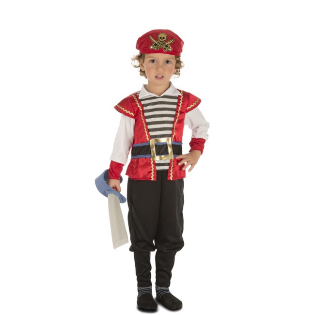Vista principal del disfraz de almirante pirata en tallas 1 a 6 años