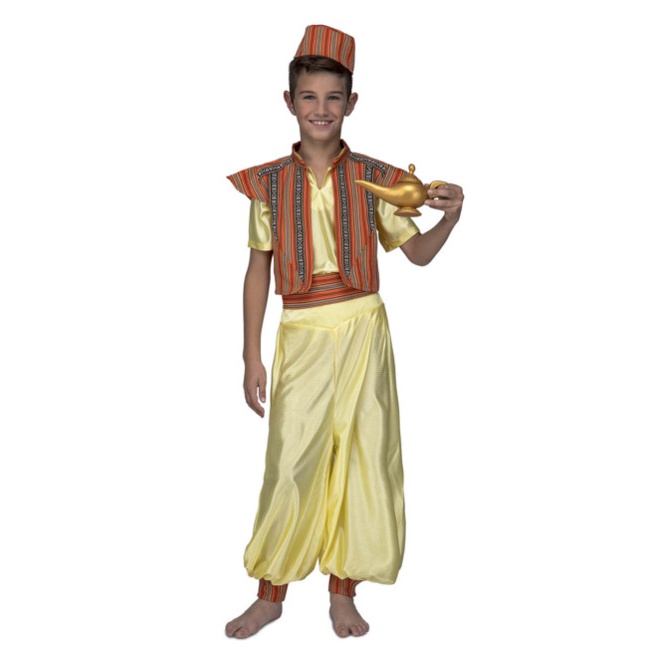 Vista principal del disfraz de príncipe aladino en tallas 5 a 12 años