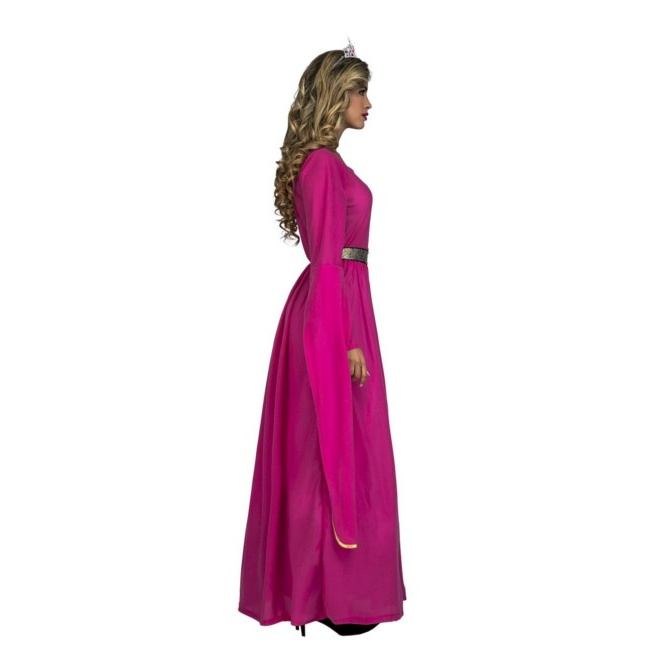 Foto lateral/trasera del modelo de princesa medieval rosa