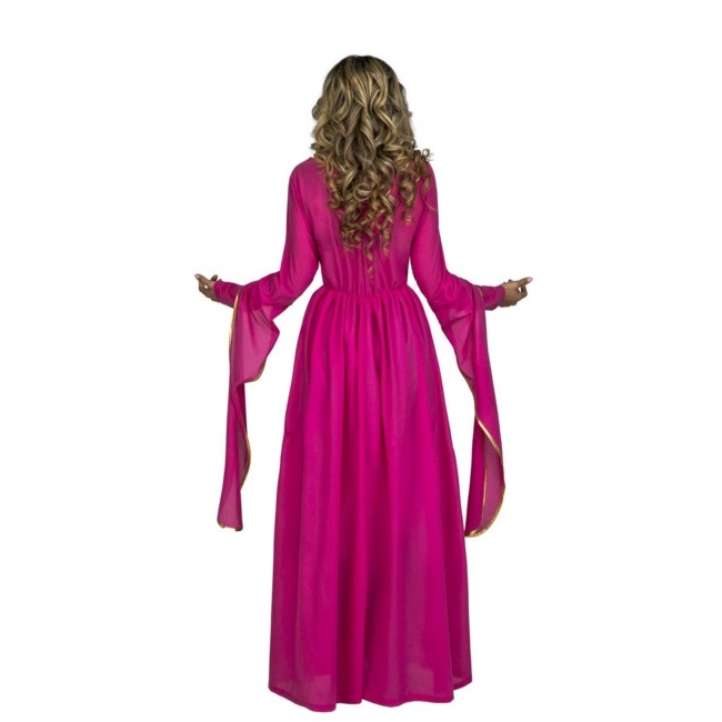 Foto lateral/trasera del modelo de princesa medieval rosa