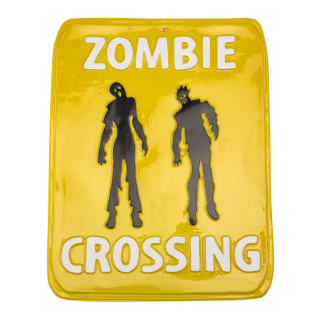 Vista delantera del cartel de paso de zombies - 35 x 46 cm en stock