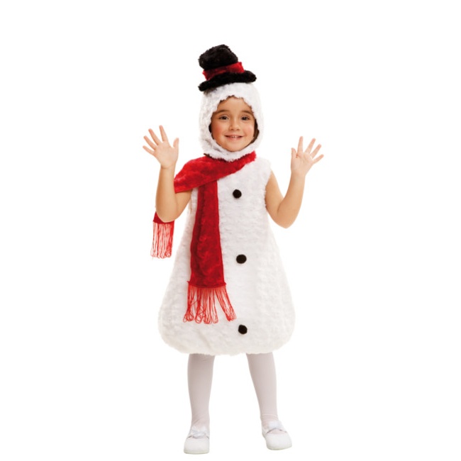 Vista principal del disfraz de muñeco de nieve con bufanda roja en stock