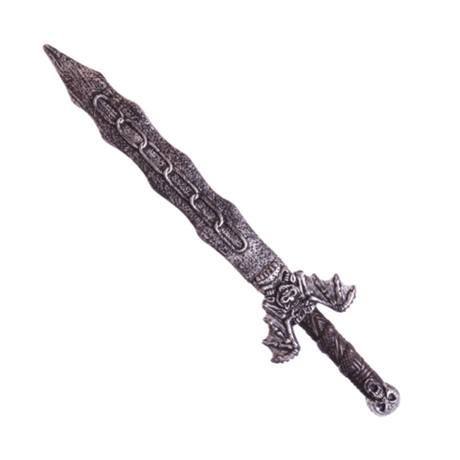 Vista frontal del espada de guerrero en stock