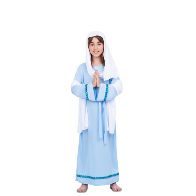 Foto lateral/trasera del modelo de Virgen María con manto blanco