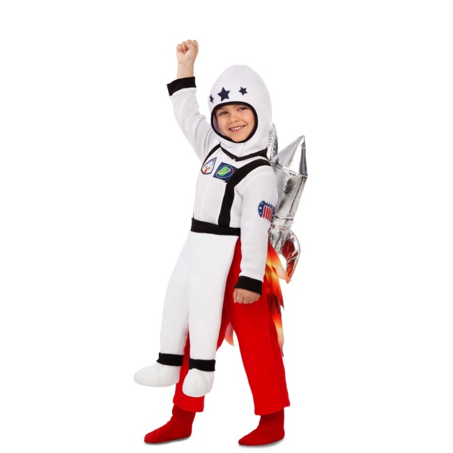 Vista delantera del disfraz de astronauta en stock