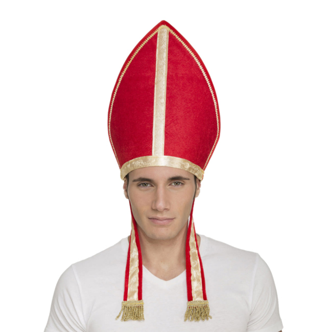Vista frontal del sombrero de obispo - 58 cm en stock
