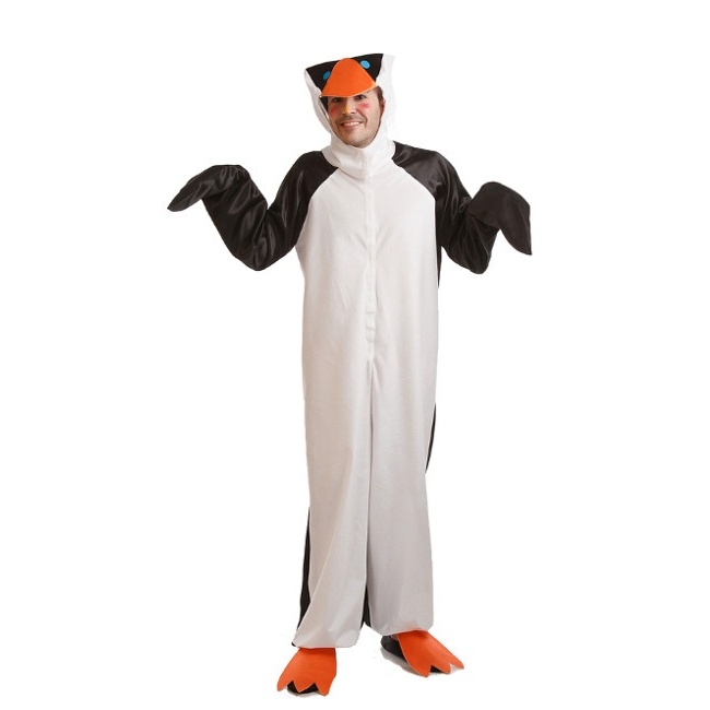 Vista frontal del disfraz de pingüino en talla M-L