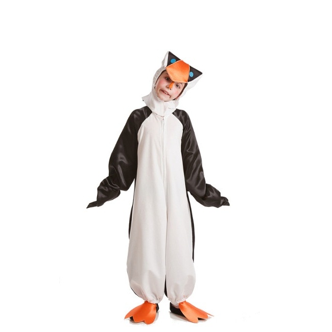 Vista delantera del disfraz de pingüino infantil en tallas 3 a 7 años