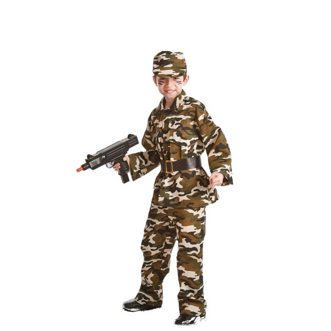 Vista principal del disfraz de soldado de camuflaje en tallas 3 a 10 años