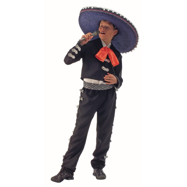Vista frontal del disfraz de mejicano tradicional en tallas 6 a 10 años
