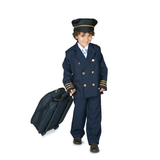 Vista principal del disfraz de piloto de avión infantil en tallas 3 a 10 años