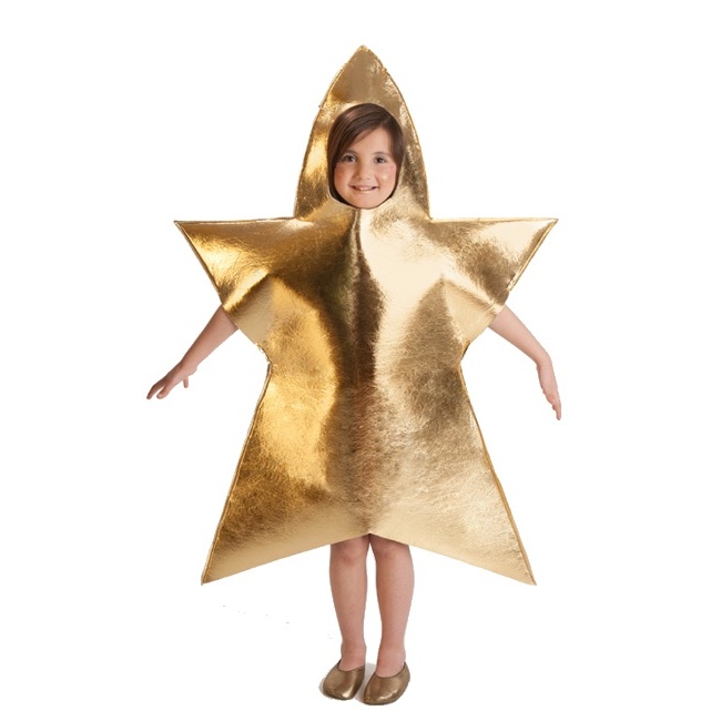 Vista principal del disfraz de estrella dorada infantil en stock