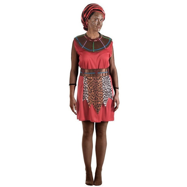 Vista frontal del disfraz de africano Masái en talla M-L