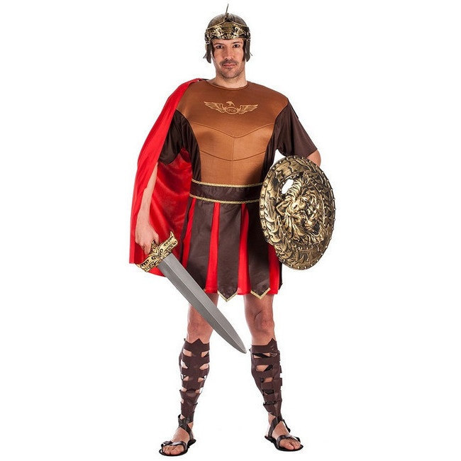 Vista principal del disfraz de gladiador romano en talla M-L