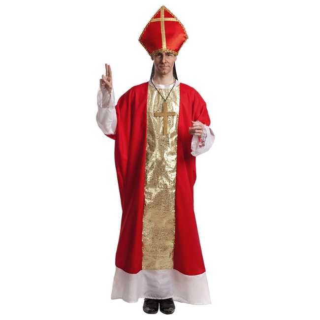 Vista frontal del disfraz de obispo en talla M-L