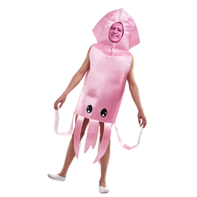Vista principal del disfraz de calamar rosa en talla M-L
