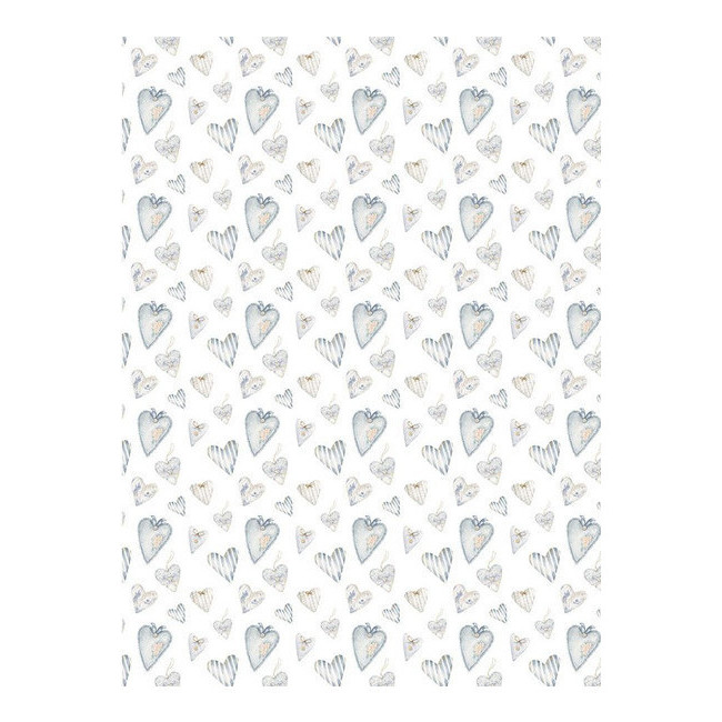 Vista frontal del papel cartonaje de corazones azules de 32 x 43,5 cm - Artis decor - 5 unidades en stock
