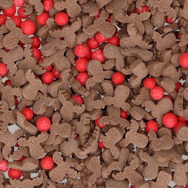 Vista delantera del sprinkles de confetti de reno de 55 gr - FunCakes en stock