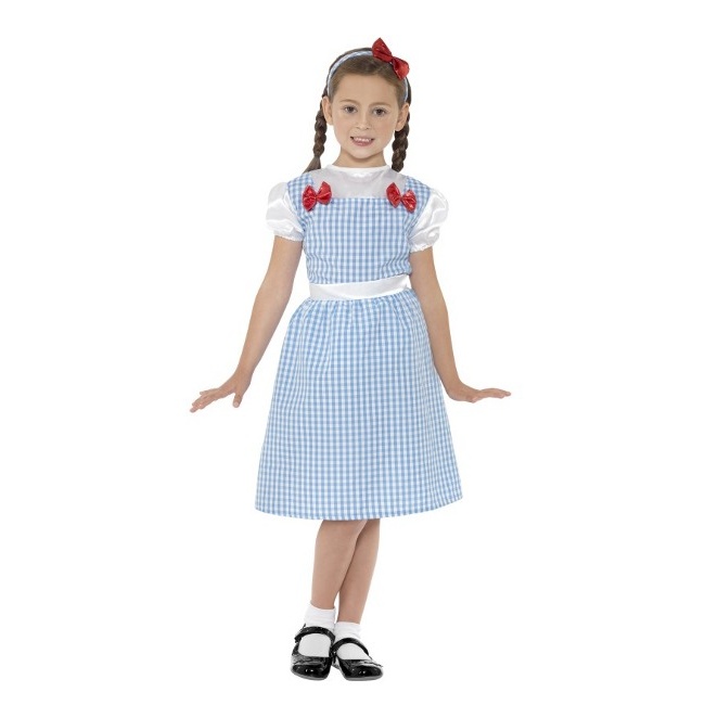 Vista delantera del disfraz de Dorothy en tallas 4 a 9 años