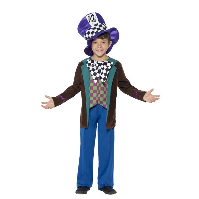 Vista delantera del disfraz de Willy Wonka infantil en tallas 4 a 12 años