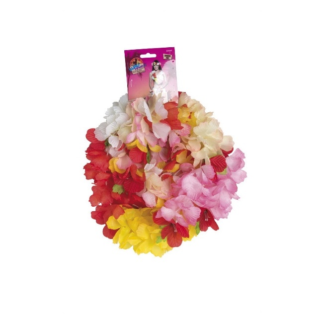 Foto detallada de conjunto hawaiano de flores multicolor de lujo