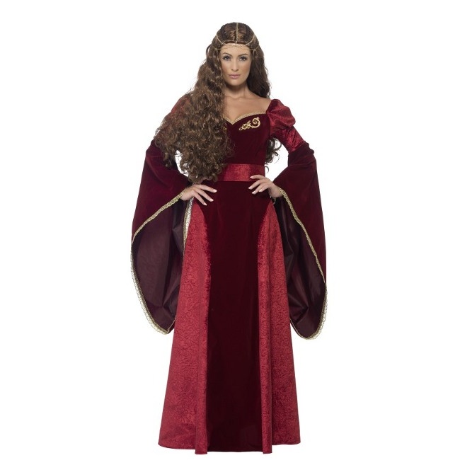 Vista delantera del disfraz de dama medieval de lujo disponible también en talla XL