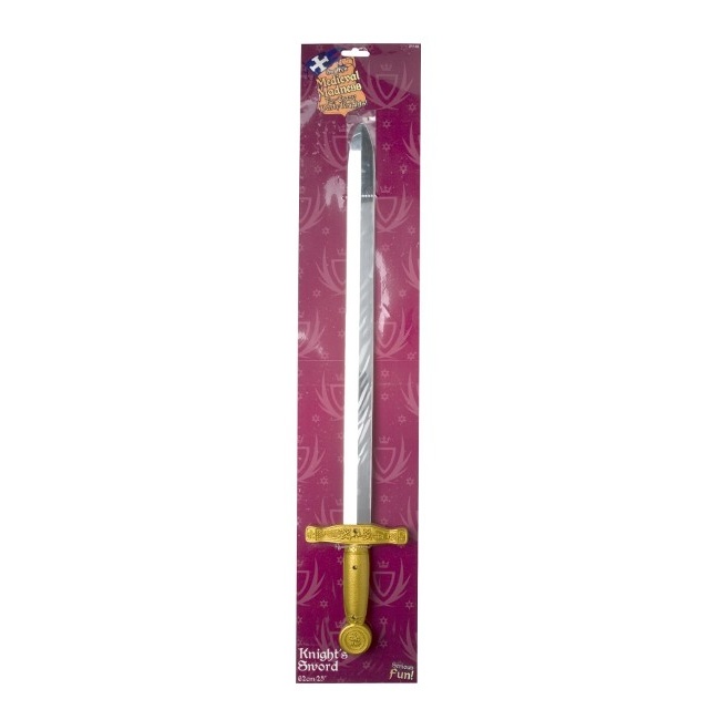Foto detallada de espada de caballero con empuñadura dorada - 62 cm