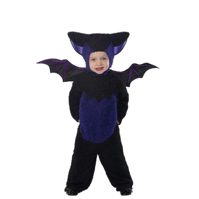 Vista frontal del disfraz de murciélago infantil en tallas 1 a 4 años