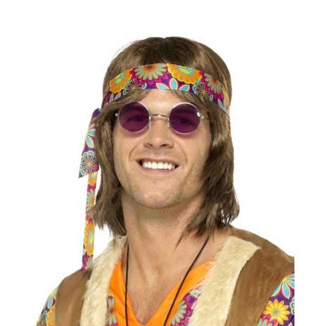 Foto detallada de gafas hippie moradas