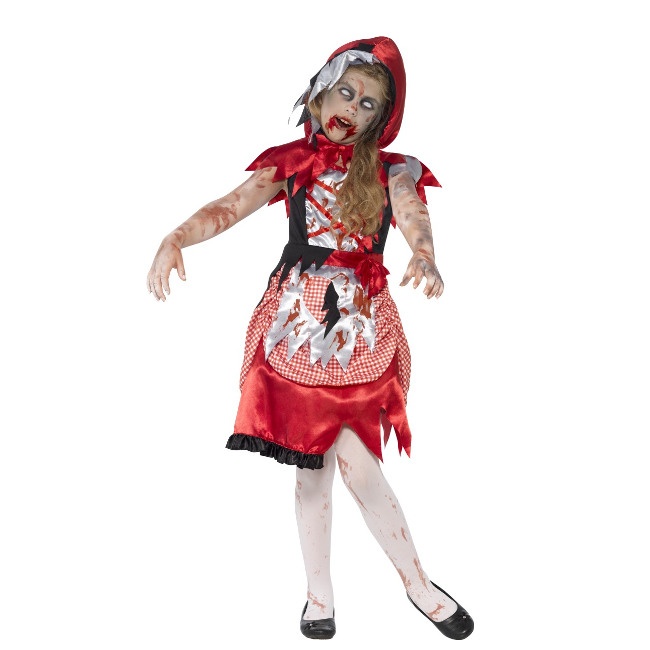 Vista principal del disfraz de Caperucita zombie en tallas 4 a 12 años
