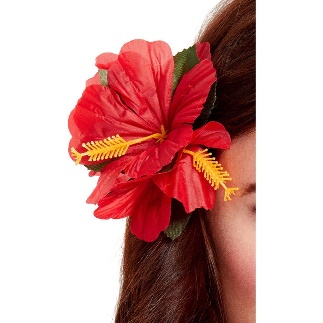 Vista principal del flor hawaiana roja en stock