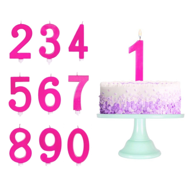 Vista delantera del vela de número rosa grande metalizada de 11,5 cm en stock