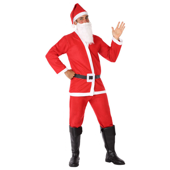 Vista frontal del disfraz de Papá Noel completo disponible también en talla XL