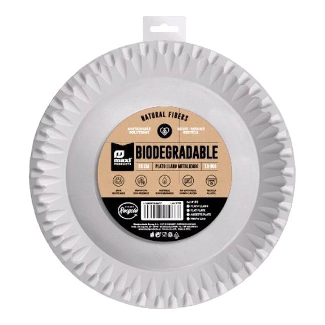 Platos de 23 cm de cartón metalizados - 10 unidades