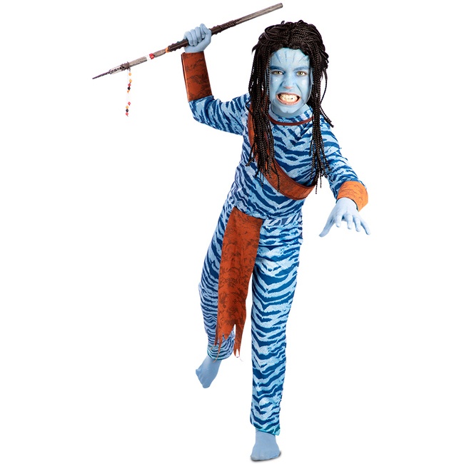 Vista delantera del disfraz de Avatar en tallas 4 a 11 años