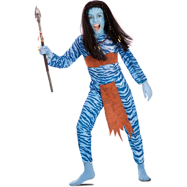 Vista delantera del disfraz de Avatar en tallas 4 a 12 años
