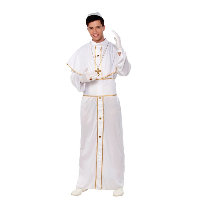 Vista delantera del disfraz de papa religioso en talla M-L