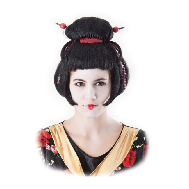 Vista principal del peluca de geisha en stock