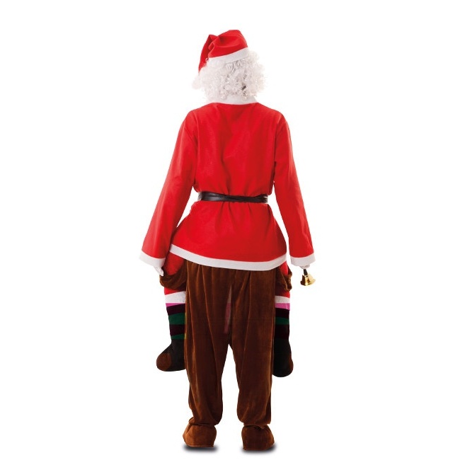 Foto lateral/trasera del modelo de Papá Noel a hombros