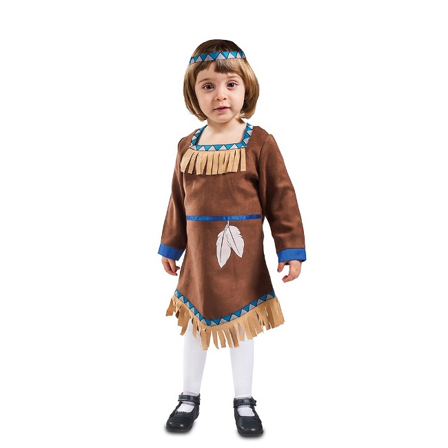 Vista principal del disfraz de indio marrón en tallas 6 a 2 años
