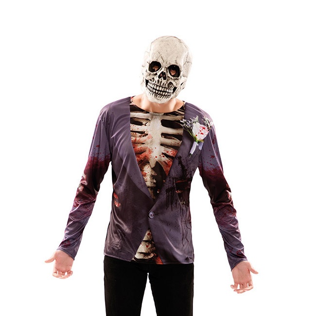 Vista principal del camiseta disfraz de novio cadáver en talla M-L