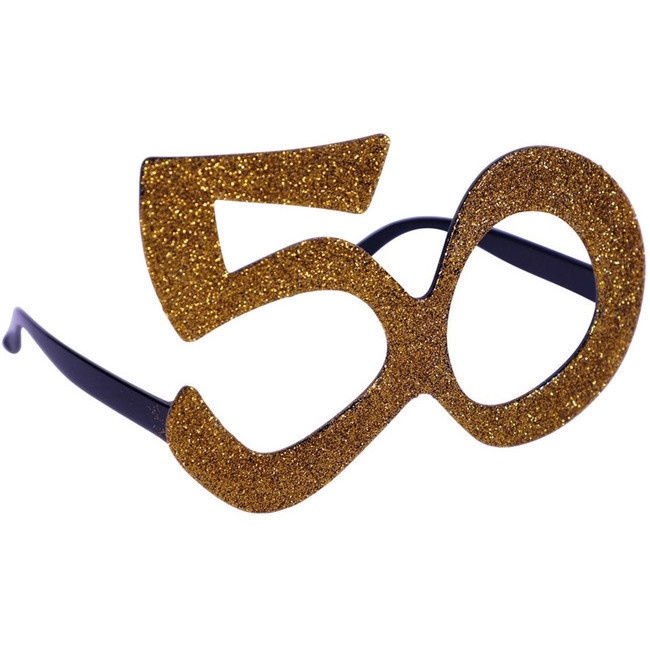 Foto detallada de gafas número 50 doradas con purpurina