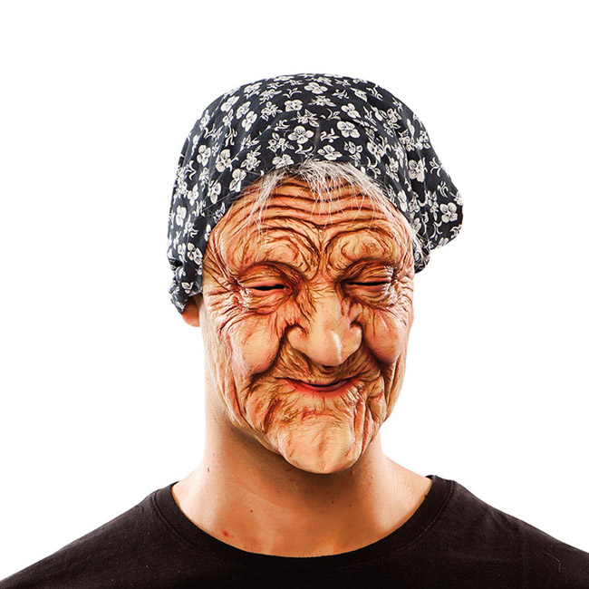 Vista principal del máscara de anciana en stock